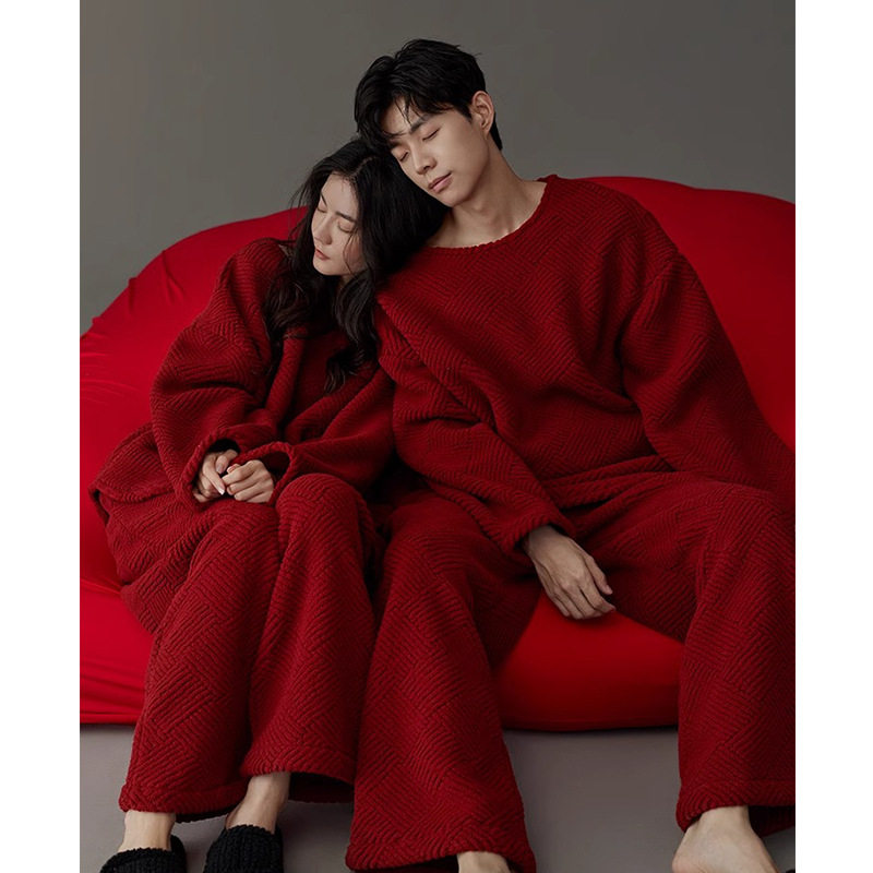全棉纯棉情侣红色睡衣秋冬季珊瑚绒加厚套装结婚喜庆男女士家居,淘宝优惠券,粉丝福利购,淘宝优惠卷