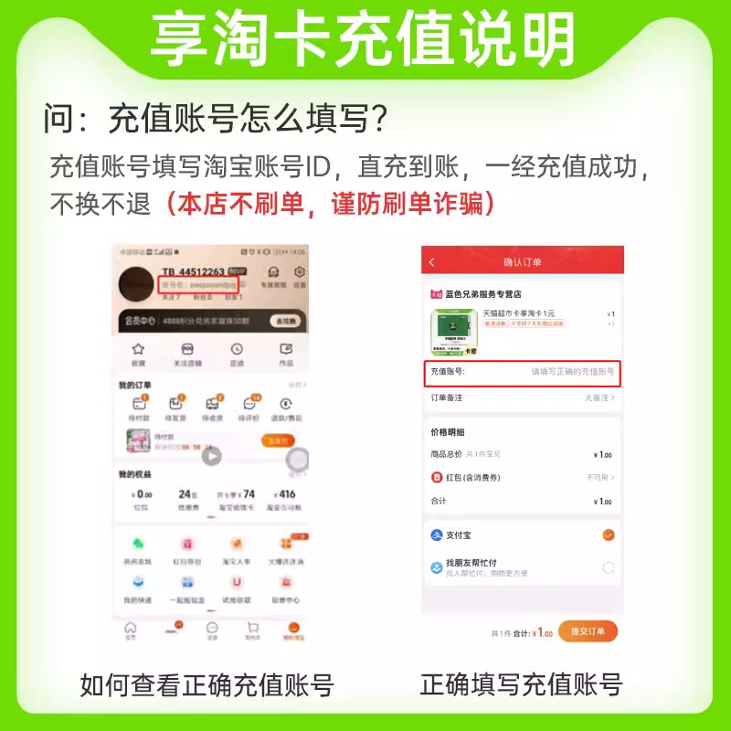 【填写淘宝会员名直充】天猫超市享淘卡礼品卡面值1/5/10/20/50元-图0