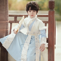 Childrens Han clothes boys ancient clothes winter plus suede thickened Chinese style China Wind New Years Day Performance National Costume Costume