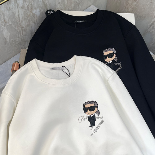 欧洲站老佛爷男士卫衣高端轻奢潮牌秋冬新款时尚简约纯棉上衣加绒 - 图1