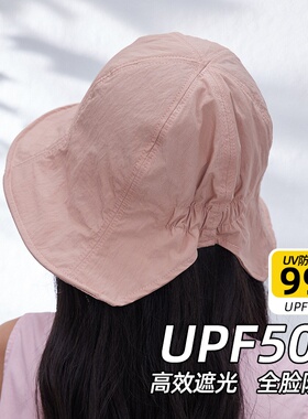 UPF50+随心戴丨日本uv休闲减龄渔夫帽女夏遮阳防晒帽速干透气盆帽