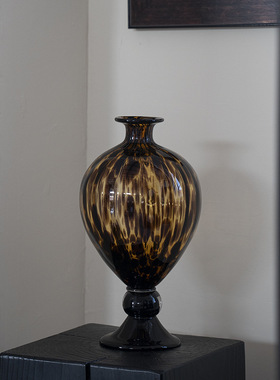 欧式中古花瓶轻奢感家居摆件豹纹花器艺术软装水养鲜花植物瓶