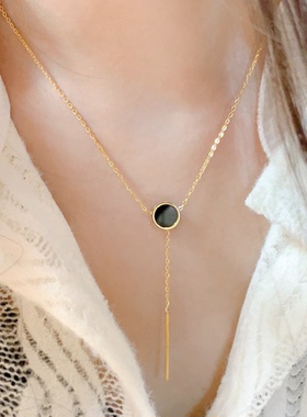 黑色流苏项链女款2025新款爆款