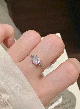 爆闪单钻戒指女时尚百搭抽拉设计