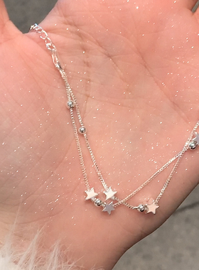 铜镀银星星双层手链女小众精致款