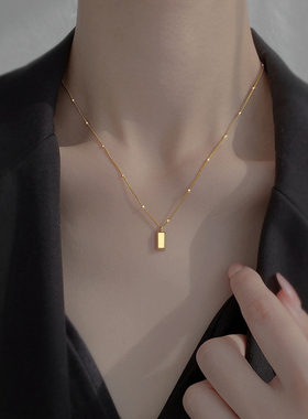 银町几何长方块隔珠项链女锁骨链