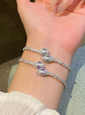 小蓝蛇形满钻手链女时尚高级感