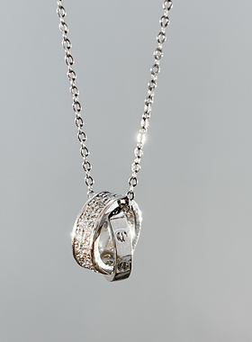 环环相扣钛钢项链女双环锁骨链