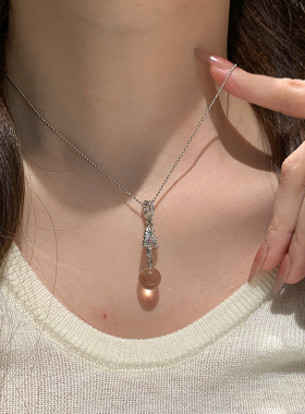 白水晶吊坠项链女鹿角圣诞氛围感
