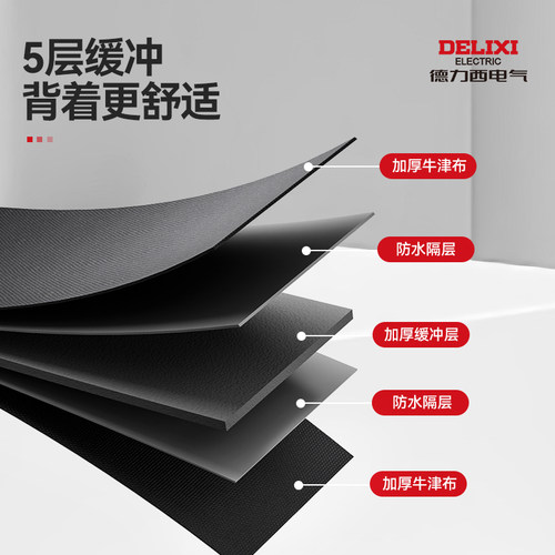 德力西电气双肩工具包结实耐用便携帆布背包多功能电工维修收纳包 - 图2