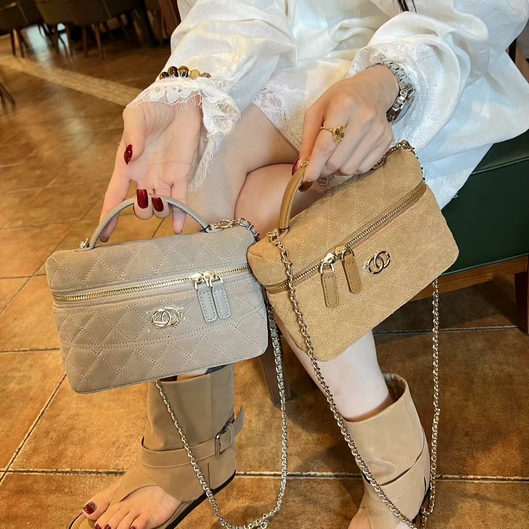 2025新款小香风磨砂皮单肩饭盒包复古优雅百搭耐看手提斜挎盒子包 - 图2