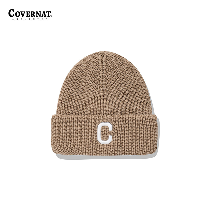 Covernat针织毛线帽春季休闲百搭防寒男女韩版潮流时尚帽子小C标