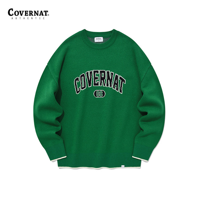 Lambswool arched LOGO crew neck sweater