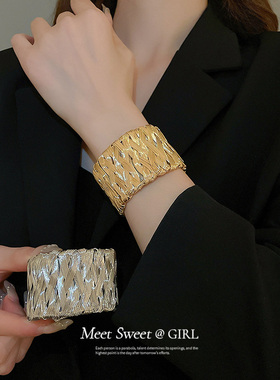 夸张金属欧美麻花宽手镯冷淡风时尚高级感臂环手饰女2025新款手环