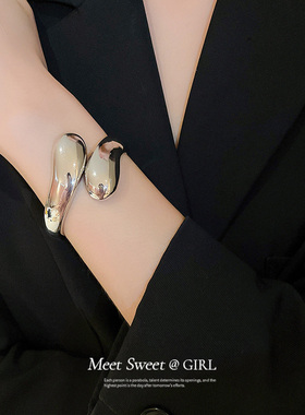 欧美夸张简约气质小众潮流开口手镯女独特设计感手环百搭时尚手饰