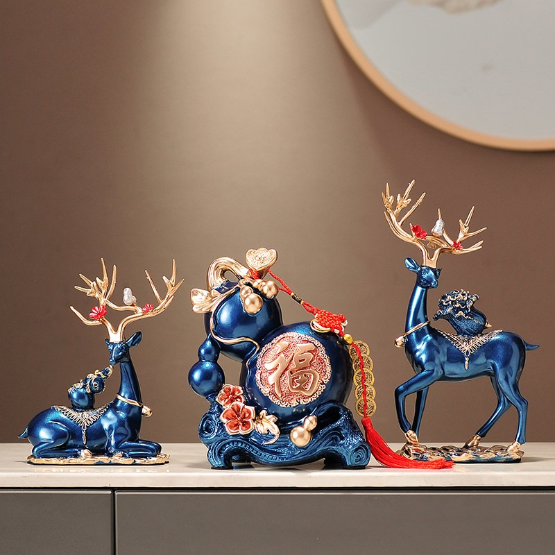 新中式鹿摆件暖居高档轻奢客厅玄关电视柜酒柜装饰品乔迁新居礼品,淘宝优惠券,粉丝福利购,淘宝优惠卷