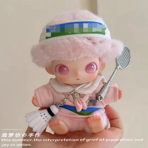 泡泡玛特dimoo新生日记羽毛球娃衣蓝色粉色搪胶玩偶挂件衣服配饰 - 图1