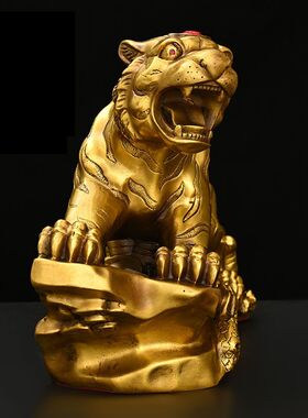 铜虎啸生财生肖虎摆件金钱虎上山虎桌面装饰品铜老虎办公室摆件