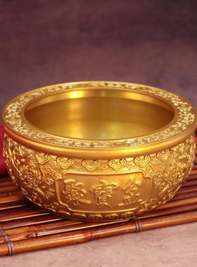 黄铜乾坤聚宝盆招客厅办公室家庭桌面中式摆件办公室摆件开业送礼