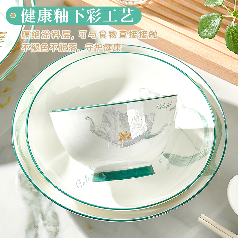 盘子特别好看的高级感陶瓷餐具2025新款釉下彩高颜值盘子家用菜盘 - 图1