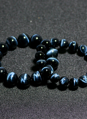 收藏级天然蓝虎眼石手串男女南非鹰眼石虎晶石头水晶情侣单圈圆珠