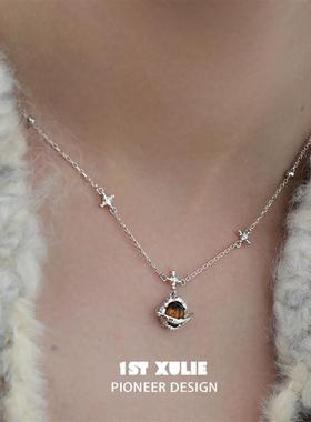 荒原行星项链纯银不掉色原创小众设计高级新款锁骨毛衣链