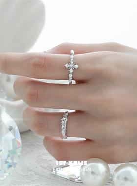 光域纯银珍珠戒指原创小众设计高级冷淡食指开口戒不掉色