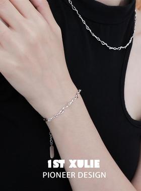 纯银手链素链原创小众设计冷淡风高级感百搭手环不掉色女