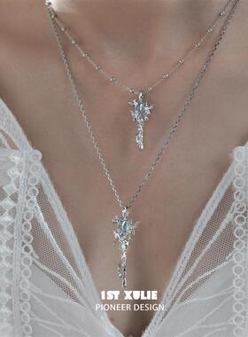 蛋白石精灵纯银项链不掉色原创小众设计高级感锁骨链