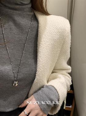 suzyacc kr极简双层珠珠水滴毛衣链2024新款ins风轻奢小众长项链