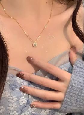 玫瑰的故事刘亦菲同款方钻项链女款2025新款潮轻奢小众精致锁骨链