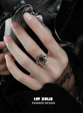 曼陀罗戒指纯银不掉色原创小众设计高级感暗黑食指开口戒