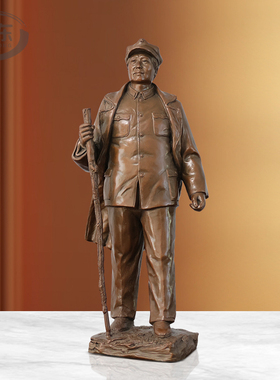 怀东伟人摆件毛主席铜像长征运筹帷幄客厅家居办公室书房黄铜工艺