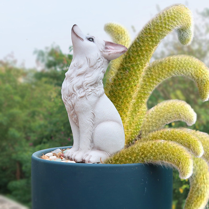 九尾狐狸多肉花盆造景装饰摆件户外魔性仿真小白狐花盆布置微景观,淘宝优惠券,粉丝福利购,淘宝优惠卷