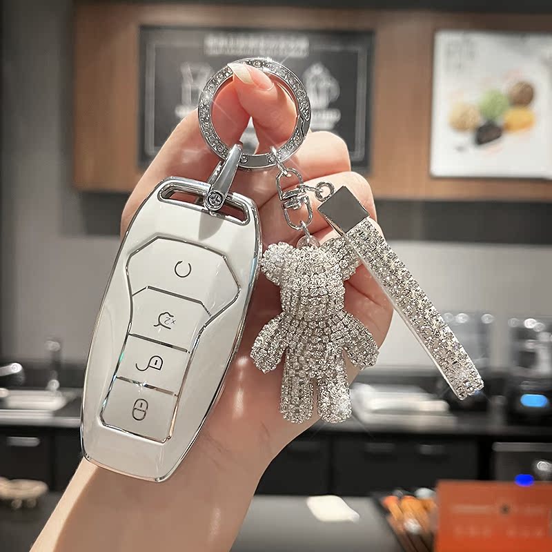 比亚迪汉EV钥匙套秦plus唐dmi宋L元Pro秦L海豹海豚海鸥海狮07车扣 - 图1