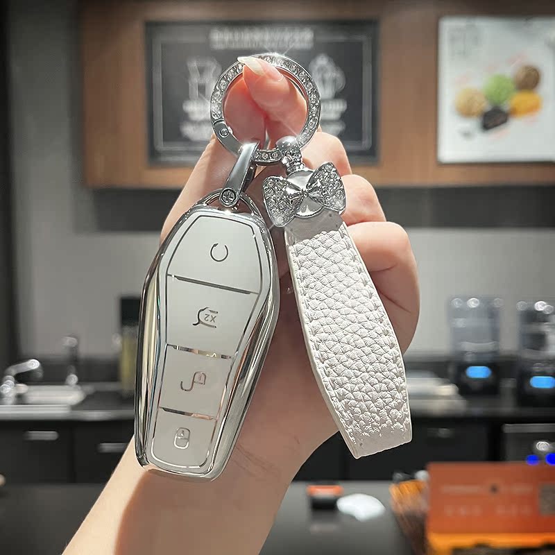 比亚迪汉EV钥匙套秦plus唐dmi宋L元Pro秦L海豹海豚海鸥海狮07车扣 - 图0