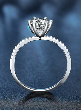 高端S925银镀18K金经典六爪戒指女ins小众莫桑钻指环闭口钻戒手饰