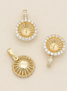 14k镀金镶嵌万能扣吊坠珍珠空托