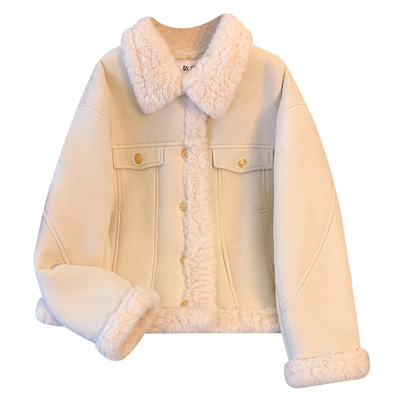 高级感小香风羊羔毛绒外套女2025年秋冬季新款加绒加厚麂皮绒夹克,淘宝优惠券,粉丝福利购,淘宝优惠卷