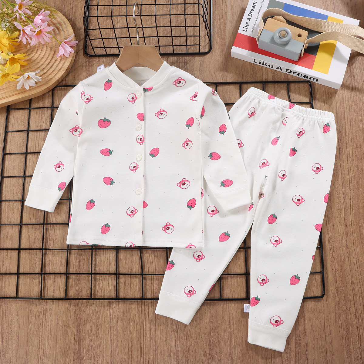 Children's pure cotton cardigan suit autumn clothes autumn trousers spring and autumn style