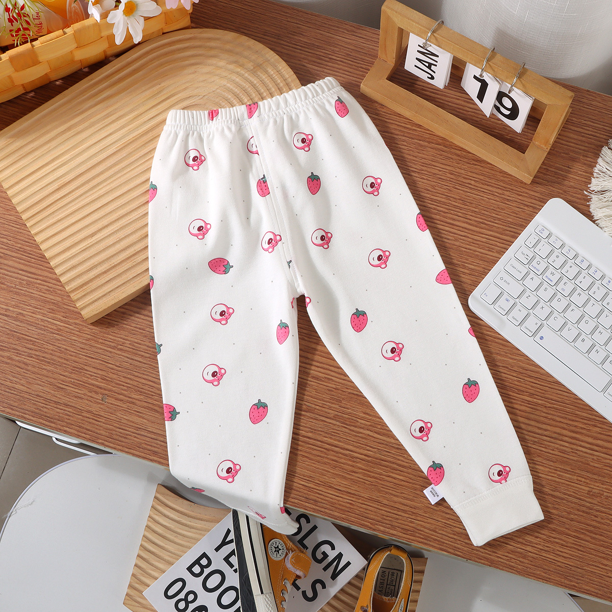 纯棉秋裤打底裤睡裤线裤家居裤男女童内穿外穿宝宝居家a类四季款 - 图0