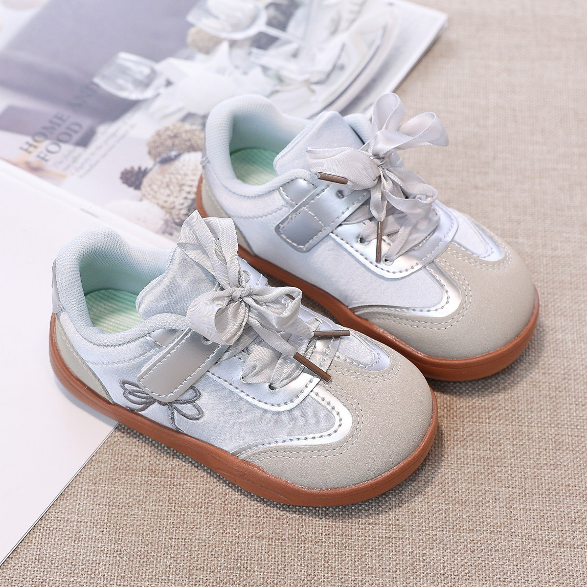 女童板鞋小童德训鞋2026新款春季蝴蝶结儿童鞋子软底防滑休闲鞋,淘宝优惠券,粉丝福利购,淘宝优惠卷