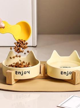 猫碗陶瓷猫食盆宠物碗喝水碗粮碗一体猫咪饭碗狗狗碗不易打翻护颈