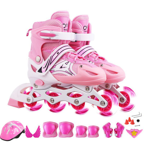 溜冰鞋儿童全套装初学者旱冰滑冰鞋男女童孩正品专业轮滑鞋可调节 - 图3