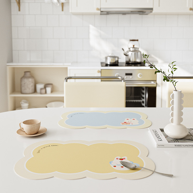 奶兔皮革餐垫午餐垫宠物猫咪狗狗碗垫杯垫隔热pvc防水防油ins可爱,淘宝优惠券,粉丝福利购,淘宝优惠卷