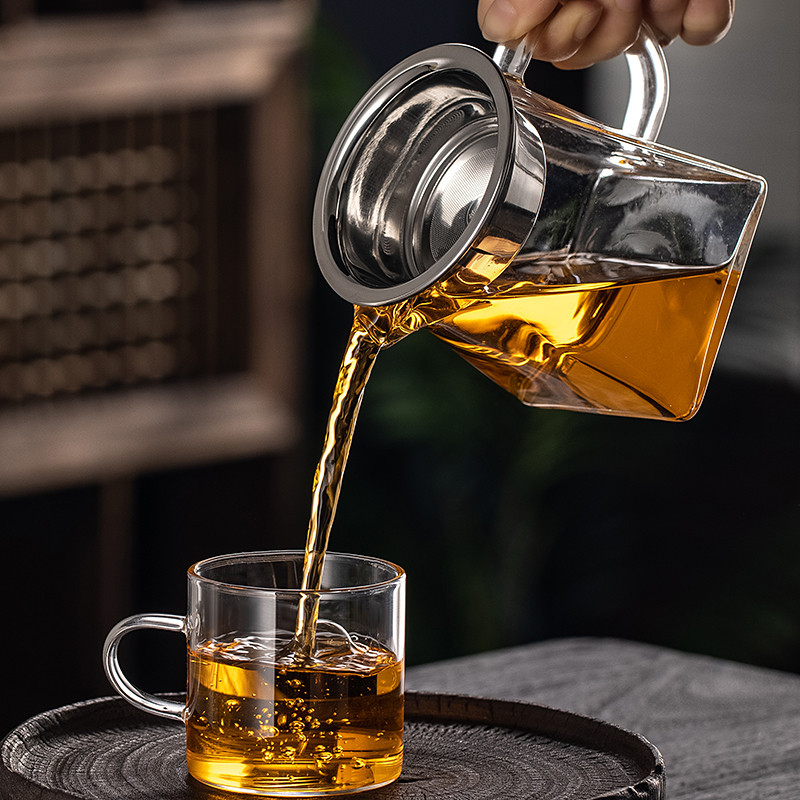 功夫茶具大小号公杯耐热温高硼硅玻璃加厚公道杯茶漏过滤网分茶器 - 图0