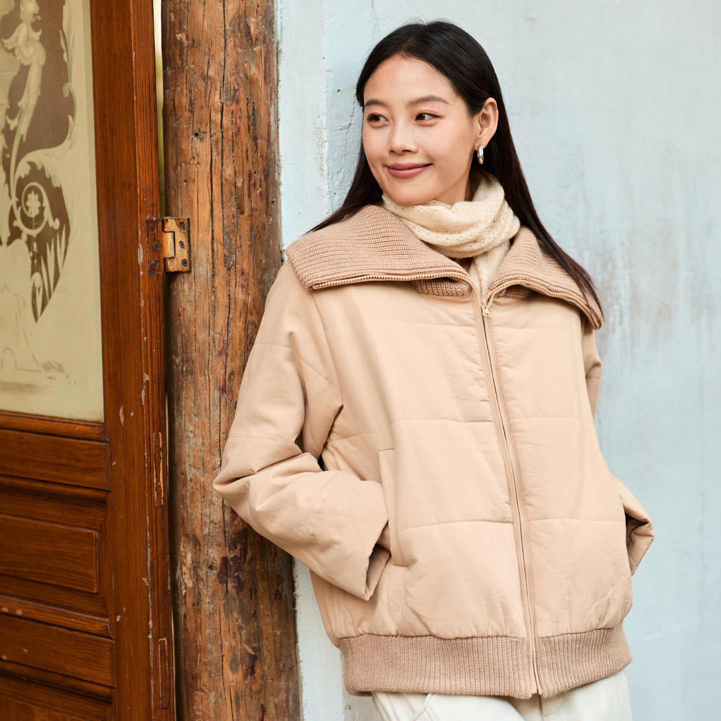 无色无味【都市绿洲】2025冬休闲针织拼接撞色短款棉服夹棉外套女,淘宝优惠券,粉丝福利购,淘宝优惠卷