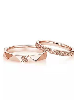 纸短情长情侣戒指男女一对