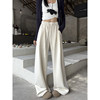 White cloud-like air-layer wide-leg pants for women 2026 spring and autumn high-waisted elastic straight-leg pants with drapey slimming casual pants