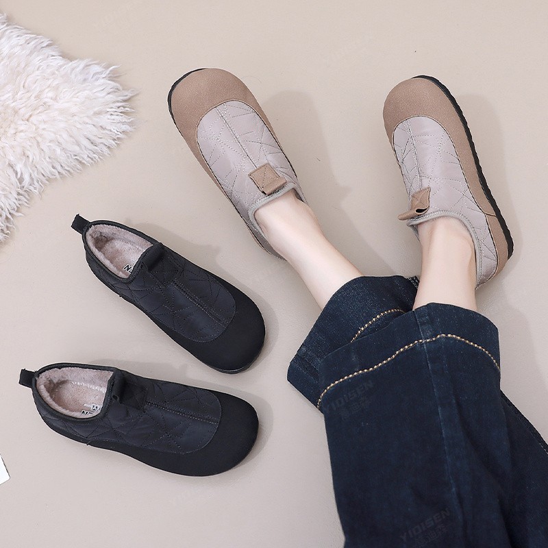 意迪森明星同款女冬季一脚蹬妈妈鞋子软底时尚雪地靴防滑百搭短靴 - 图2